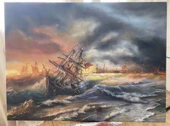 Painting маслом Буря Над Евпаторией 