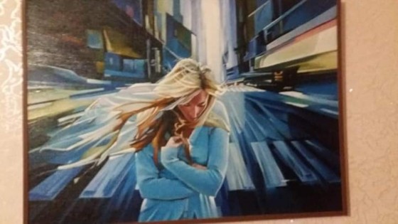 Painting маслом Одинокая девушка