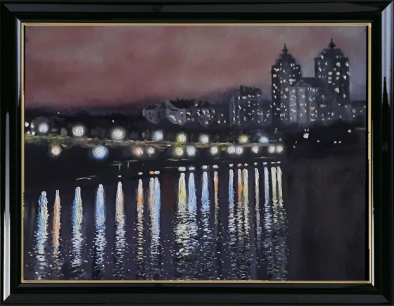 Painting маслом Night city. Obolon