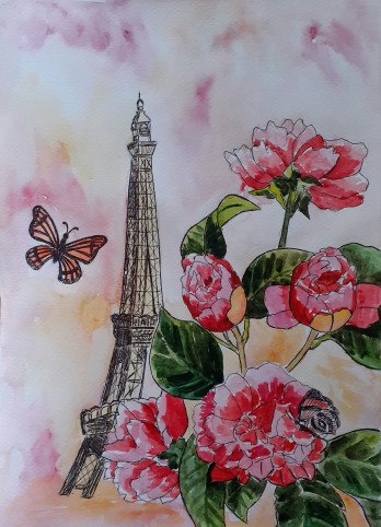 Painting акварелью Париж