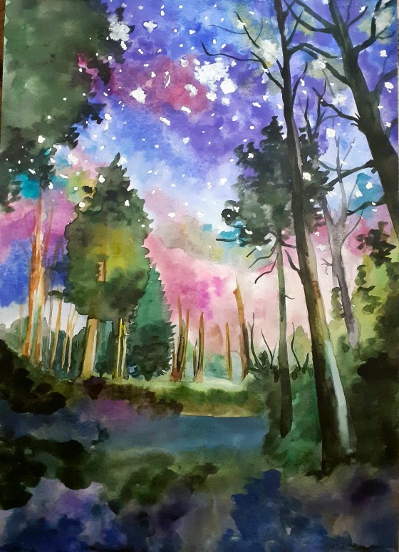 Painting акварелью Лесная сказка