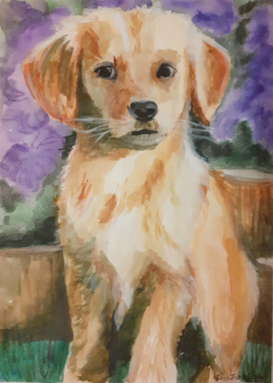 Painting акварелью Щенок