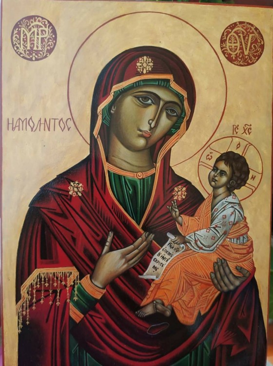 Painting в смешанной технике Богородица Одигитрия