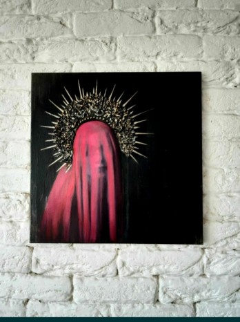 Painting в смешанной технике Красная вуаль