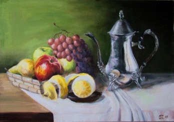 Painting маслом Натюрморт с кофейником