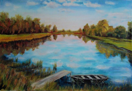 Painting маслом лодка