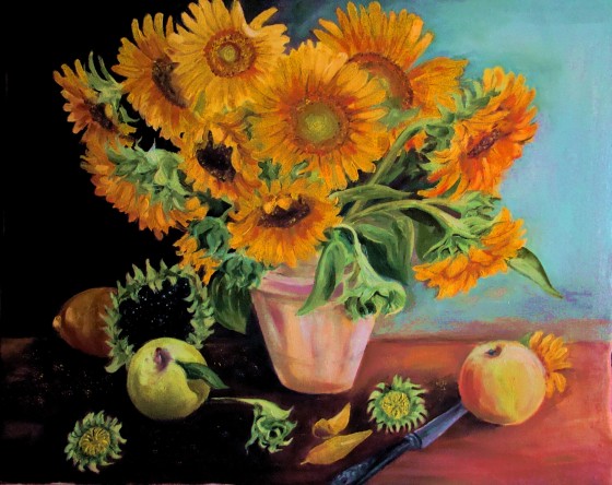 Painting маслом Подсолнухи