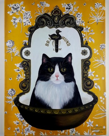 Painting маслом Кот в умывальнике