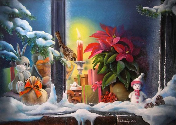 Painting маслом Волшебное Рождество