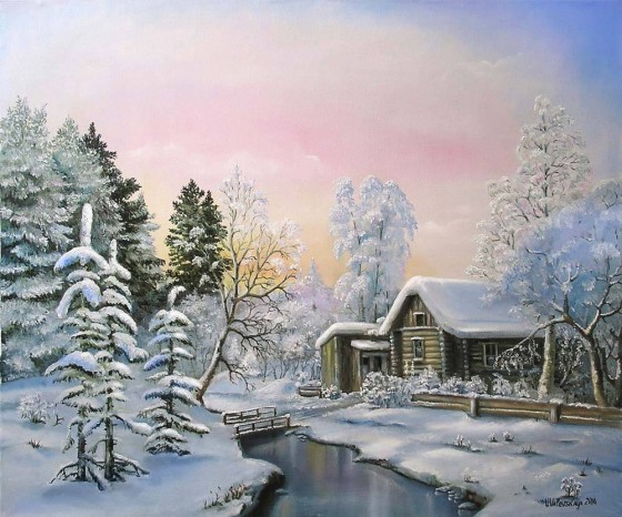Painting маслом Красавица Зима