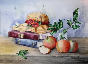 Painting акварелью Дачная шляпка