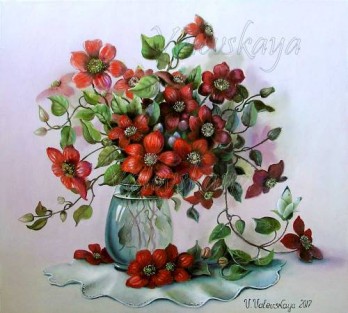 Painting маслом Букет клематисов