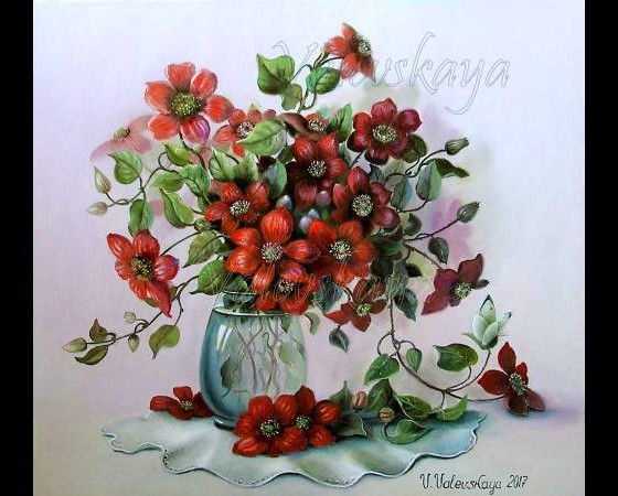 Painting маслом Букет клематисов