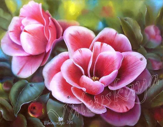 Painting маслом Цветы камелии