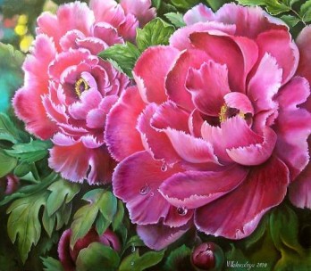 Painting маслом Роскошные пионы