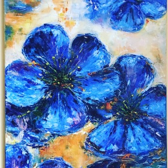 Painting маслом Синие цветы