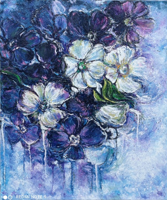 Painting маслом Фиолетовые цветы