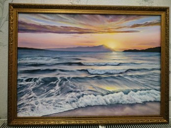 Painting маслом Закат в заливе