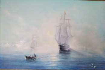 Painting маслом Военный корабль