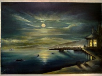 Painting маслом Ночь в Константинопольской бухте