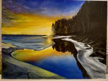 Painting маслом Зимний рассвет