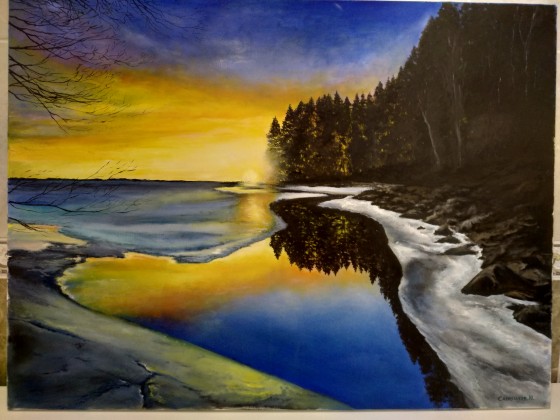 Painting маслом Зимний рассвет