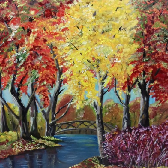 Painting маслом Яркая осень