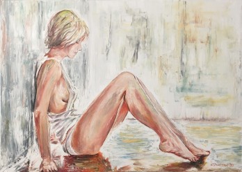 Painting маслом Девушка сидящая у стены