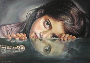 Painting маслом Её отражение