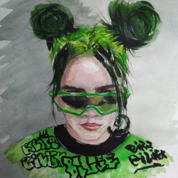 Painting акварелью Billie Eilish 