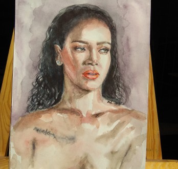 Painting акварелью Rihanna