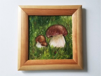 Painting маслом Грибочки картина маслом, в деревянной раме.