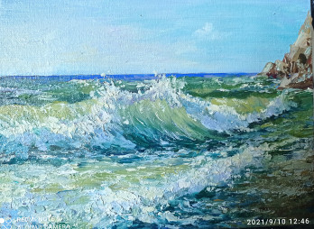 Painting маслом волна