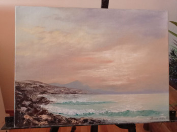 Painting маслом Закат над морем