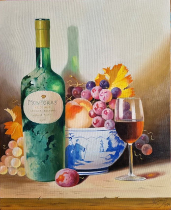 Painting маслом Вино та фрукти