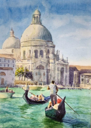 Painting акварелью Собор у Венеції
