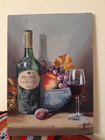 Painting маслом Вино с фруктами