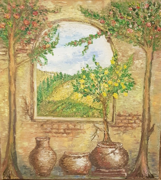 Painting маслом Вид на виноградники