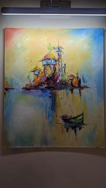 Painting маслом Один в лодке