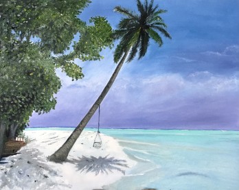 Painting маслом Мальдивы райский пейзаж