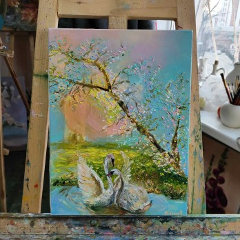 Painting маслом Лебединая верность