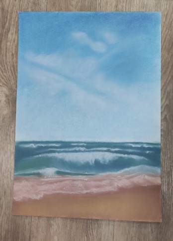 Painting пастелью Море,волна