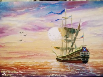 Painting маслом Пиратский корабль
