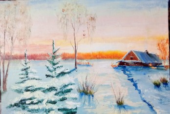 Painting маслом Морозное утро