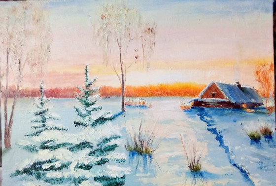 Painting маслом Морозное утро