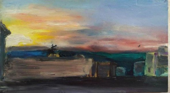 Painting маслом вид с крыши 