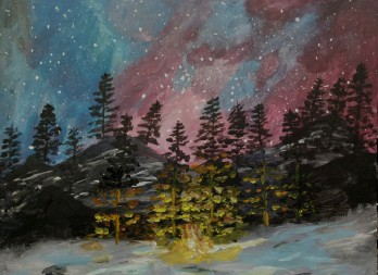 Painting акрилом Ночь у костра