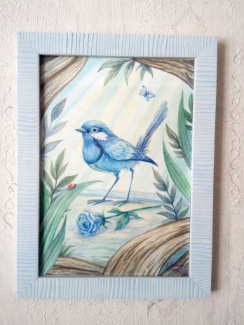 Painting акварелью "Blue bird"