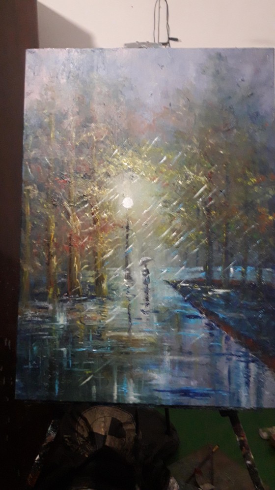 Painting маслом Доджливый вечер в парке