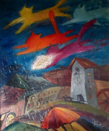 Painting маслом Те, что на радуге, украли луну